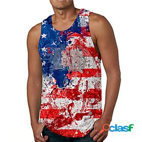 Mens Tank Top Undershirt Tie Dye American Flag Independence