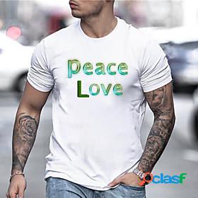 Mens Tee T shirt Graphic Prints Letter Hot Stamping Round