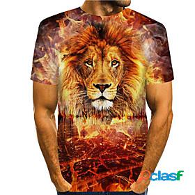 Mens Tee T shirt Graphic Prints Lion 3D Print Round Neck