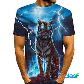 Mens Tee T shirt Graphic Prints Tiger 3D Print Round Neck