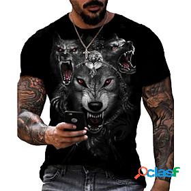Mens Tee T shirt Graphic Prints Wolf 3D Print Round Neck
