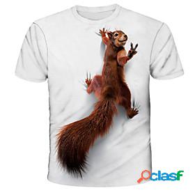 Mens Tee T shirt Graphic Squirrel Animal 3D Print Round Neck