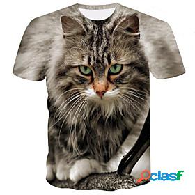 Mens Tee T shirt Shirt Cat Graphic 3D 3D Print Round Neck