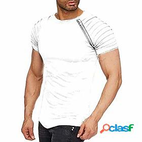 Mens Tee T shirt Solid Color Round Neck Street Leisure
