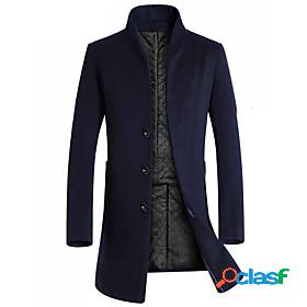 Mens Trench Coat Overcoat Fall Winter Daily Long Coat Stand