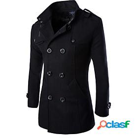 Mens Trench Coat Overcoat Fall Winter Daily Work Weekend