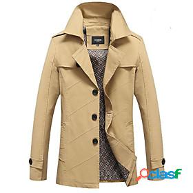 Men's Trench Coat Spring Fall Winter Daily Going out Long