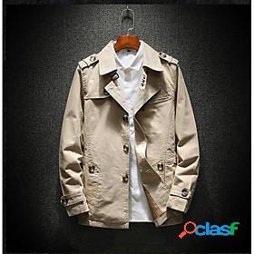 Mens Trench Coat Winter Daily Going out Long Coat Regular