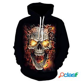Mens Unisex 3D Skull Pullover Hoodie Sweatshirt Hooded Print