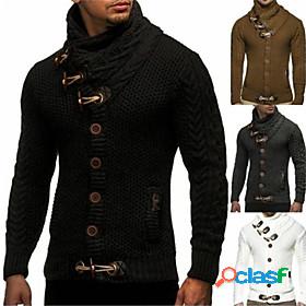 Mens Unisex Cardigan Sweater Solid Color Knitted Braided