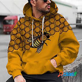 Mens Unisex Graphic Prints Bee Pullover Hoodie Sweatshirt