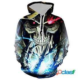 Mens Unisex Graphic Prints Skull Glittery Pullover Hoodie