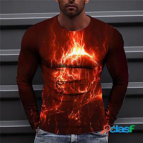 Mens Unisex T shirt Graphic Prints Flame 3D Print Crew Neck