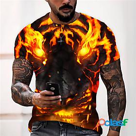 Mens Unisex T shirt Graphic Prints Flame 3D Print Crew Neck