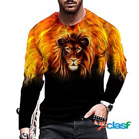Mens Unisex T shirt Graphic Prints Lion 3D Print Crew Neck
