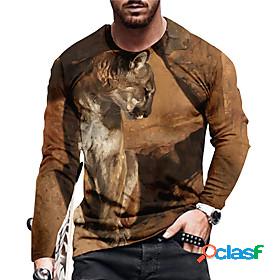 Mens Unisex T shirt Graphic Prints Lion 3D Print Crew Neck