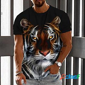 Mens Unisex T shirt Graphic Prints Tiger 3D Print Crew Neck