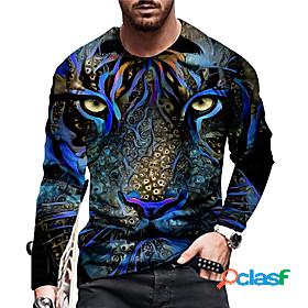 Mens Unisex T shirt Graphic Prints Tiger 3D Print Crew Neck