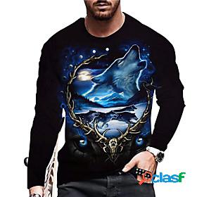 Mens Unisex T shirt Graphic Prints Wolf 3D Print Crew Neck