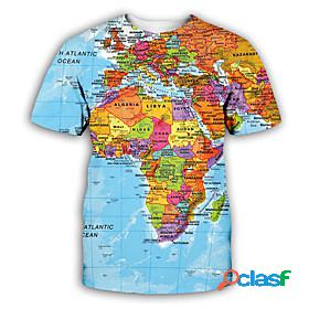 Mens Unisex Tee T shirt Shirt World Map Graphic 3D Print
