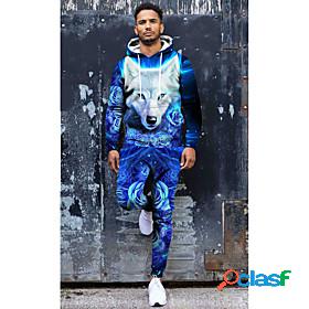 Mens Wolf Animal Sweatsuit Pullover Hoodie Sweatshirt Print