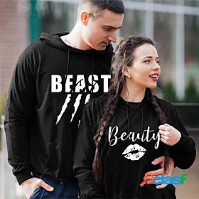 Mens Womens Couples Text Lip Print Hoodie Sweatshirt Front