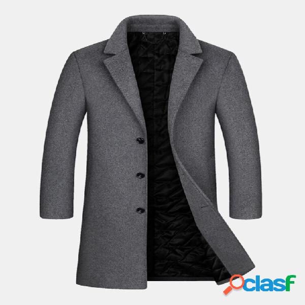 Mens Woolen Mid Lunghezza Cappotto da lavoro spesso