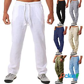 Mens Yoga Pants Bottoms Side Pockets Drawstring Solid Color