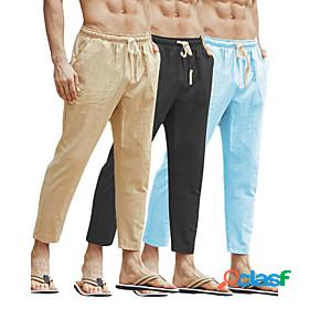 Mens Yoga Pants Cropped Pants Bottoms Drawstring Pocket