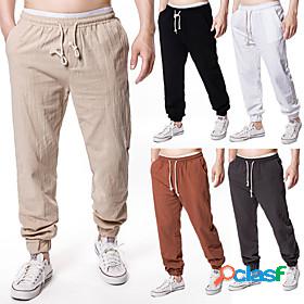 Mens Yoga Pants Jogger Pants Side Pockets Drawstring Bottoms