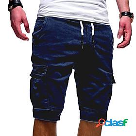 Mens cargo shorts elastic waist casual shorts for men half