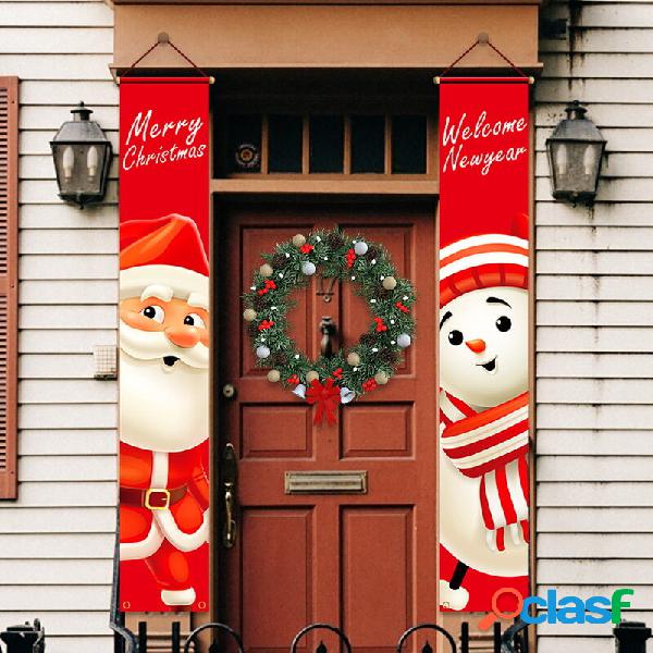 Merry Christmas Couplet Oxford Cloth Door Banners Party Flag