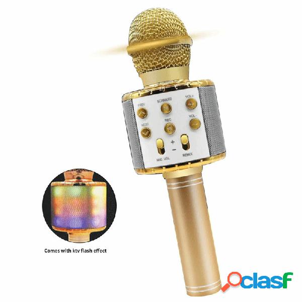 Microfono Karaoke 858L con luci LED, bluetooth, microfono da