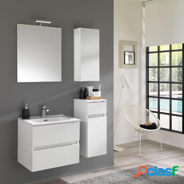 Mobile bagno sospeso Kora09 cm 90x190x46 bianco frassinato