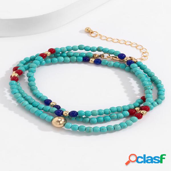 Moda vintage Colorful Bracciali di perline turchesi