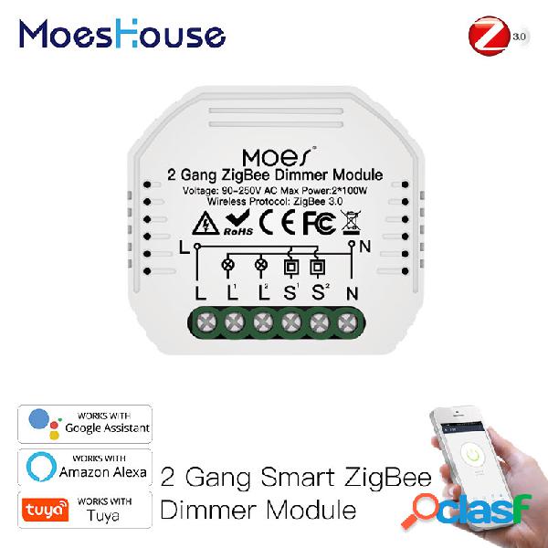 MoesHouse Mini DIY Tuya ZigBee3.0 Smart 2 Gang Light Dimmer