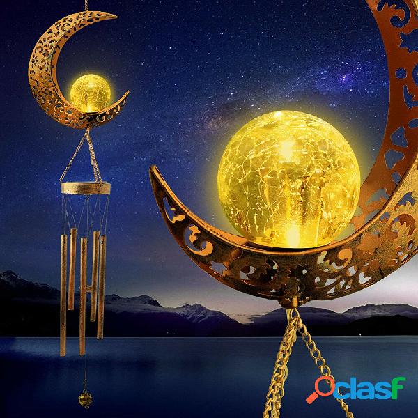 Moon Crackle Glass Ball Wind Chimes solare Moon Night Light