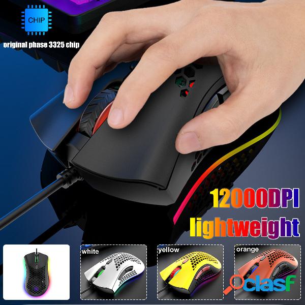 Mouse da gioco cablato RGB lampada 12000 DPI leggero per