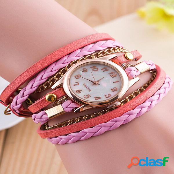 Multilayer PU Leather Band Wrap Bracelet Wrist Watch