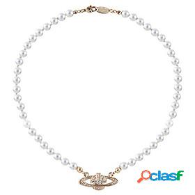 Necklace Fashion Pearl Classic Timeless Rose Gold Saturn