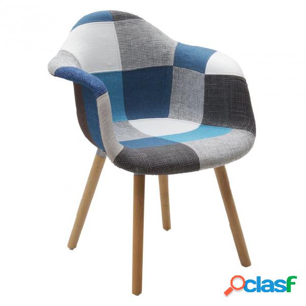 POLTRONCINA HOLLYWOOD IN TESSUTO PATCHWORK Grigio-Azzurro