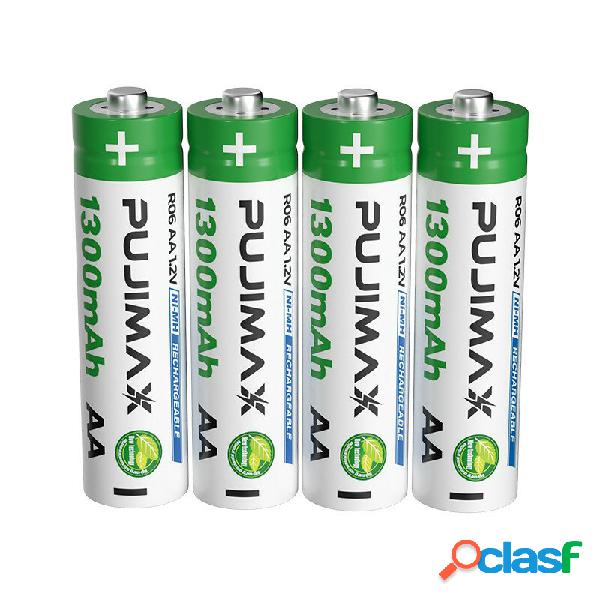 PUJIMAX 4Pcs AA Batteria 1.2V Ni-MH AA Ricaricabile Batterie