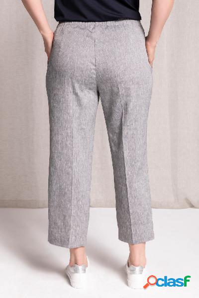 Pantaloni a 3/4 con piega e cintura comfort, in lino misto