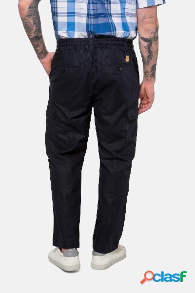 Pantaloni cargo, misto lino, cintura elastica, modern fit,