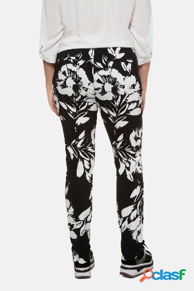 Pantaloni di bengalina, fantasia floreale, taglio della