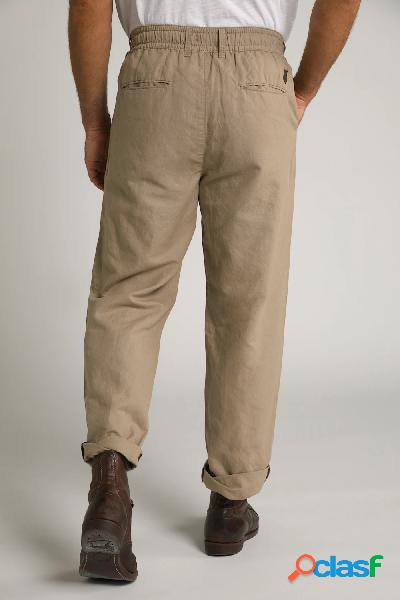 Pantaloni di misto lino, cintura elastica, basic fit, Uomo,