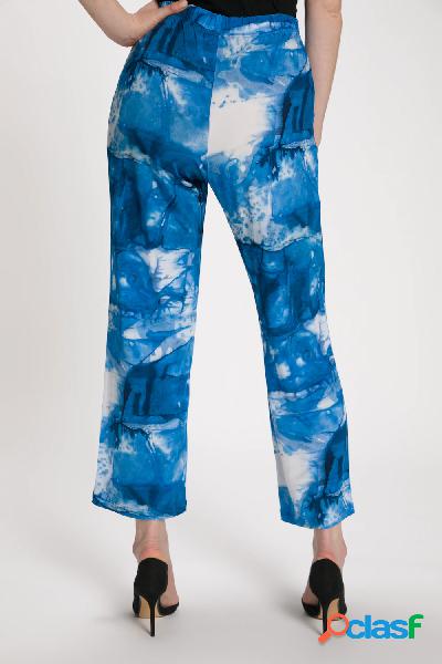 Pantaloni di tessuto fluente con design effetto acquarello,