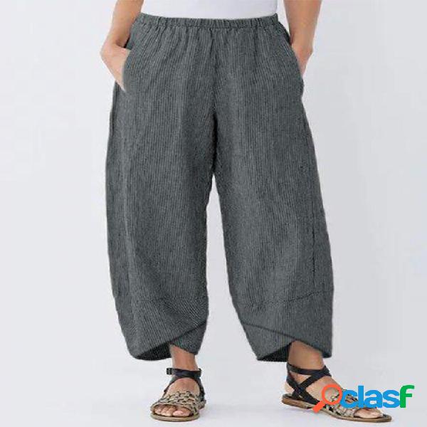 Pantaloni donna con elastico in vita a righe Harem Pantaloni