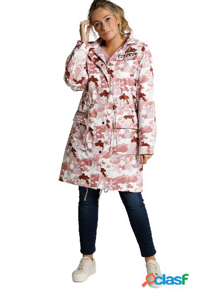Parka con inserti stampati, cappuccio, colletto alto e