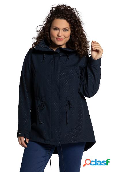 Parka di softshell, cappuccio, fodera di pile, cerniera a